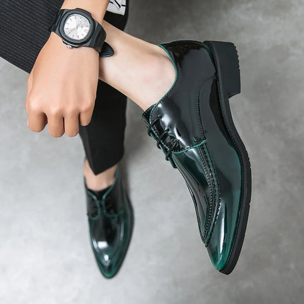 Italian Oxford Shoes For Men Luxury Patent Leather Wedding Shoes Pointed Toe Dress Leather Shoes Classic Original Derbies Shoes