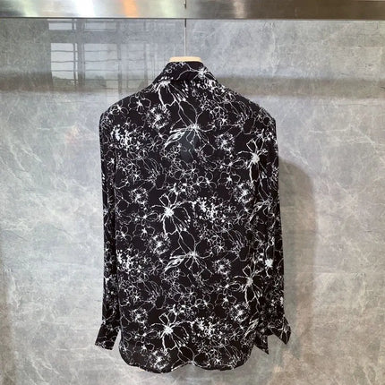 New Hong Kong Style Long Sleeved Shirt for Men, Thin and Trendy Korean Printed Shirt, All Match Printing Popularity Top