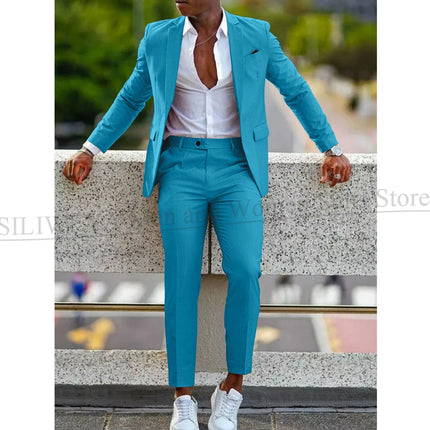 Orange Formal Men Suits For Wedding Prom Notch Lapel Blazer Custom Made Fashion Tuxedos Two-Piece Jacket+Pants Trajes De Hombre