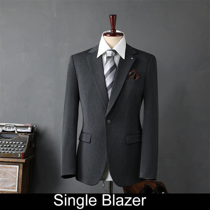 Man Suit Coat Simple Solid Color Single-breasted Male Outerwear Slim Simple Long Sleeve Versatile Wedding Office Men Blazer