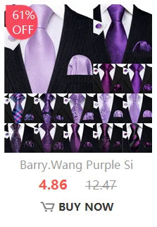 Barry.Wang Solid Silk Mens Tie Hankerchief Cufflinks Brooch Set Jacquard Plain Necktie Corsage For Male Wedding Party Events