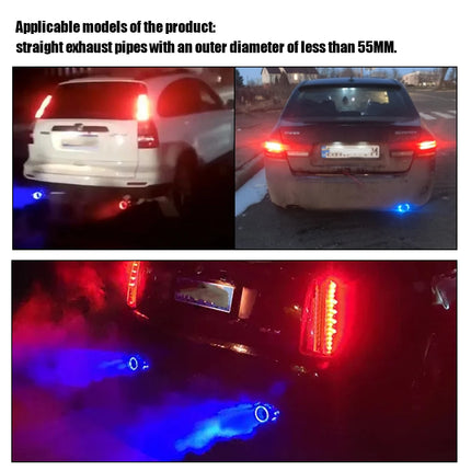 With LED Flashing Decorative Light Racing Car Muffler Exhaust Pipe 63-65mm Tail Vent Flaming Luminous Motorcycle Universal DIY