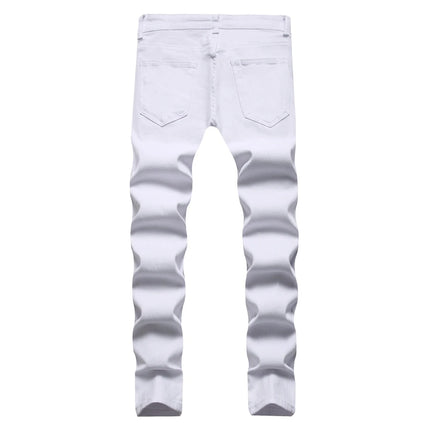 Men New Stylish Streetwear Holes Skinny Jeans Trousers Male Distressed Ripped Cotton Stretch Slim Denim Pants