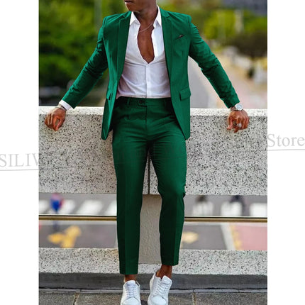 Orange Formal Men Suits For Wedding Prom Notch Lapel Blazer Custom Made Fashion Tuxedos Two-Piece Jacket+Pants Trajes De Hombre