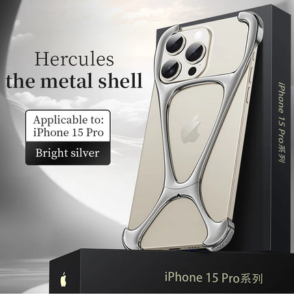 Alloy Bare Metal Feel Phone Case For Iphone 13 14 15 16 Pro Max Metal Frameless Heat Dissipation Phone Cover For IPHON 16 Promax