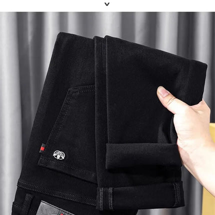 High-End Black Jeans For Men Straight-Leg Trendy Versatile Elastic Lightweight Luxury Trousers New Arrival Autumn/Winter
