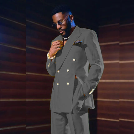 Fashion Yellow Men's Suits Special Style Double Breasted Peaked Lapel Luxury Blazer 2 Piece Jacket Pants Chic Blazer Customized