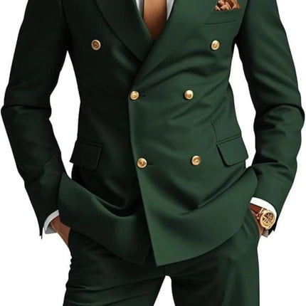 Double Breasted Men Suits Wedding Tuxedo Slim Fit Formal 2 Piece Jacket Pants Groom Prom Party Business Banquet Male Suit