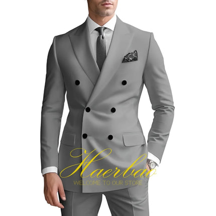 Men's Suits 2 Piece Double Breasted Jacket Pants Wedding Groom Tuxedo Formal Blazer Suit for Men