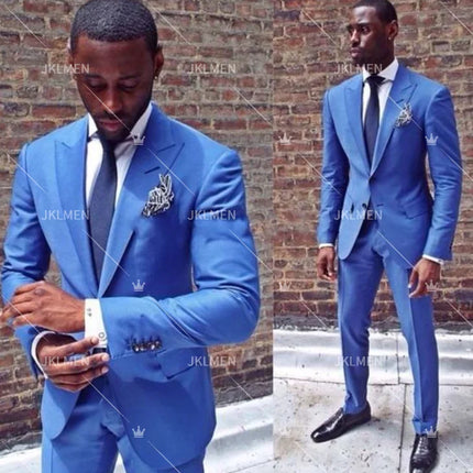 2 Pieces Business Men's Suit for Wedding Party Tuxedos Slim Fit Peak Lapel Custom Made  Male(Jacket+Pants)