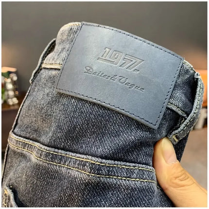 Summer Men's Slim Fit Jeans Thin Trendy Loose Straight Leg Elastic Nine Point Pants Versatile Casual Straight Cut Jeans