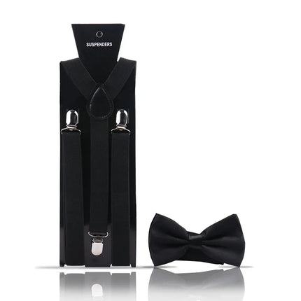 Elegant Fashion Adult Men's Suspenders And Bow Tie Two Pcs Set Harness Man For Pants Gentleman Suit Accessories Wedding Business