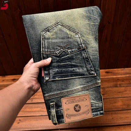 Luxury Soft Jeans Men's Fall New Design Trendy Slim Fit Stretchy Pants Elegant Business Casual Wardrobe Essential trousers