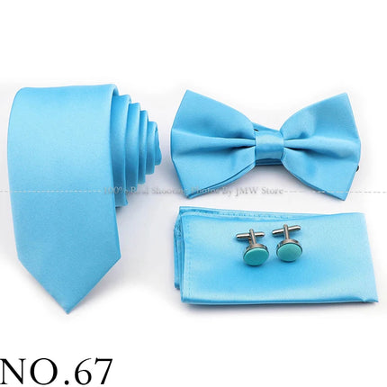 Hot Sale Purple Pink Sage Green Tie Set Polyester Necktie Bowtie Cufflink Brooch For Groom Suit Wedding Cravat Shirt Accessory