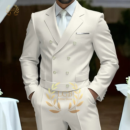 Men's 2-Piece Formal Suit, Double-Breasted Exquisite Buttons, Suit + Trousers, High-End Ceremonies Use