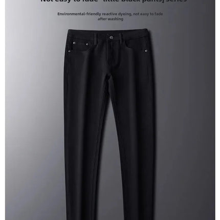 High-End Black Jeans For Men Straight-Leg Trendy Versatile Elastic Lightweight Luxury Trousers New Arrival Autumn/Winter