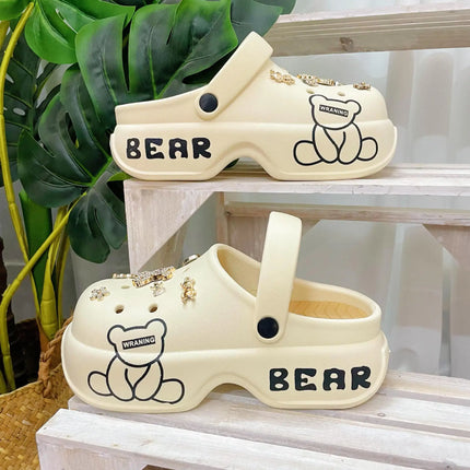 10cm Women's Cave Shoes Thick Bottom High Heels Garden Shoes Summer Anti-slip Cartoon Accessories Sandals Beach Slippers