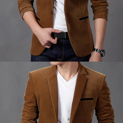 Men Corduroy Suits Jackets Male Smart Casual Dress Suits High Quality Blazers Slim Single-breasted Suits Jackets And Coats 4XL
