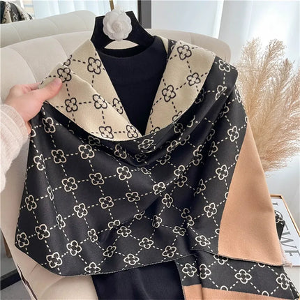 2025 Brand Warm Cashmere Poncho Shawl Scarf Luxury Print Thick Pashmina Winter Blanket Wraps Bufanda Casual Hijab Stoles Echarpe