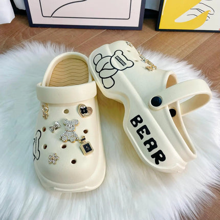 10cm Women's Cave Shoes Thick Bottom High Heels Garden Shoes Summer Anti-slip Cartoon Accessories Sandals Beach Slippers