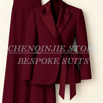 Customzied Women's Suits Blazer Fashion Peak Lapel Skinny Office Lady Outfits Formal Female 2 Piece Jacket Pants Full Sets