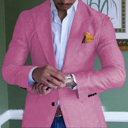 Men's Custom Green Linen Suit Jacket Summer Beach Wedding Groomsmen Only Jacket for Men