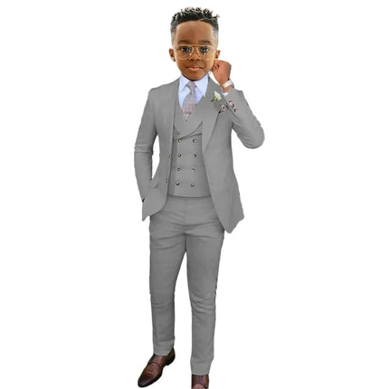 Fashionable Boys Suit Set 3 Pieces Jacket Vest Pants Banquet Party Outfit Elegant Children's Tuxedo Wedding Guest Clothes 2-20T