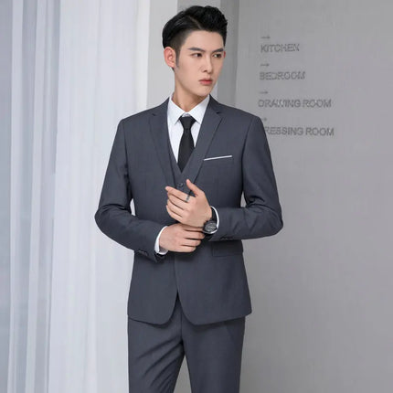 2026 Men Suit Coat Fashion Solid Color Turn Down Collar Male Outerwear Single-breasted Long Sleeve Business Versatile Man Jacket
