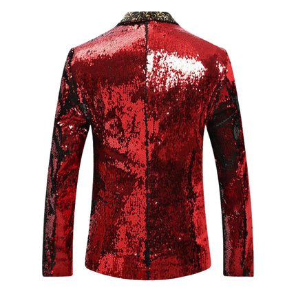 Men's Suit Jacket Shiny Sequins Shawl Collar Suit Cosplay Men Wedding Groom Singer Dance Glitter Suit Jacket Dj Club Stage Gown