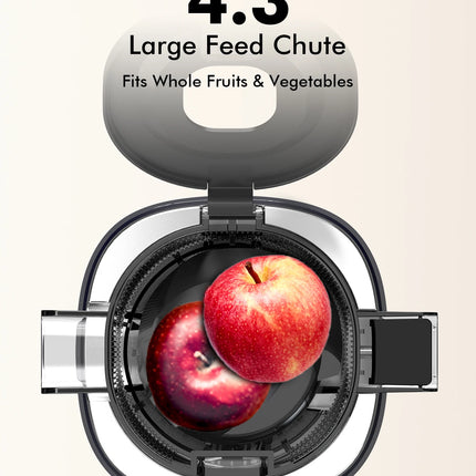 SIFENE Whole Fruits Cold Press Juicer Machine, 4.3-inch (110mm) Large Feed Chute for Vegetables and Fruits, Easy to Clean, Red