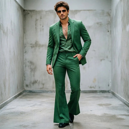 Men Suits With Wide Legged Pants Men Modern Flared Leg Suit Set Tailored Casual Blazer for Streetwear Daily Wear 2 Pieces Custom