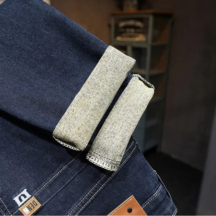 New Embroidery Fashion Straight Jeans Men Stretch Black Blue Slim Fit Pants Comfortable Business Denim Trousers