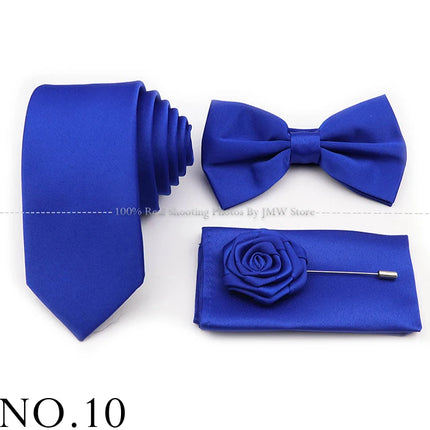 Hot Sale Purple Pink Sage Green Tie Set Polyester Necktie Bowtie Cufflink Brooch For Groom Suit Wedding Cravat Shirt Accessory