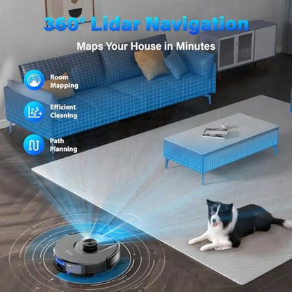 Vacuum Mop Self-Emptying Mapping 60-Day Capacity Pets Hair Carpet Hard Floors 3000Pa Strong Suction 2-in-1 Sweeping Mopping 150