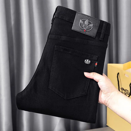 High-End Black Jeans For Men Straight-Leg Trendy Versatile Elastic Lightweight Luxury Trousers New Arrival Autumn/Winter