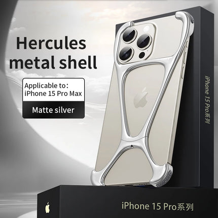 Alloy Bare Metal Feel Phone Case For Iphone 13 14 15 16 Pro Max Metal Frameless Heat Dissipation Phone Cover For IPHON 16 Promax