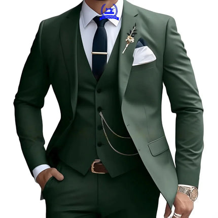 Formal Men's Suit Custom Wedding Tuxedo Slim Fit Groomsmen 3-Piece Suits Full Set Banquet Groom Suits  Dinner Suit