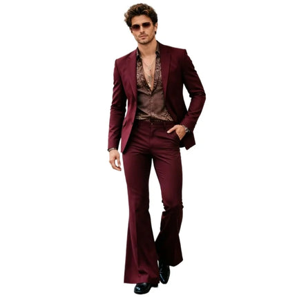 Men Suits With Wide Legged Pants Men Modern Flared Leg Suit Set Tailored Casual Blazer for Streetwear Daily Wear 2 Pieces Custom