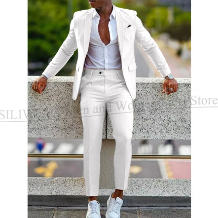 Orange Formal Men Suits For Wedding Prom Notch Lapel Blazer Custom Made Fashion Tuxedos Two-Piece Jacket+Pants Trajes De Hombre