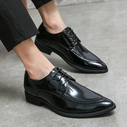 Italian Oxford Shoes For Men Luxury Patent Leather Wedding Shoes Pointed Toe Dress Leather Shoes Classic Original Derbies Shoes
