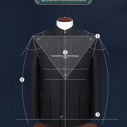 Set of Chinese Tunic Suit for Men, Mao Suit, Coat with Trousers, 2-piece Set, Zhongshan Jacket and Trousers, Twinset