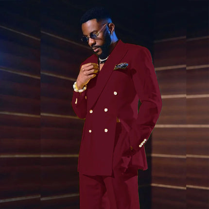 Fashion Yellow Men's Suits Special Style Double Breasted Peaked Lapel Luxury Blazer 2 Piece Jacket Pants Chic Blazer Customized