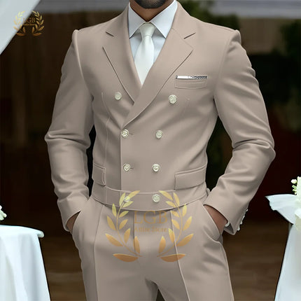 Men's 2-Piece Formal Suit, Double-Breasted Exquisite Buttons, Suit + Trousers, High-End Ceremonies Use