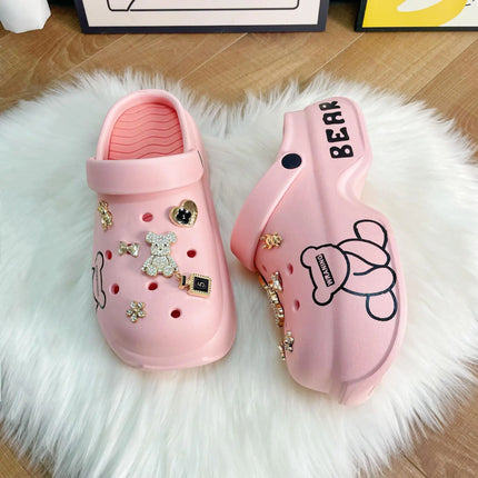 10cm Women's Cave Shoes Thick Bottom High Heels Garden Shoes Summer Anti-slip Cartoon Accessories Sandals Beach Slippers