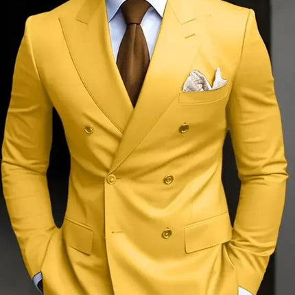 Men's Solid Color Business Suit 2025 High Quality Fashion Formal Business Men's Suit Slim Fit 2 Piece Two Button Blazer Pants