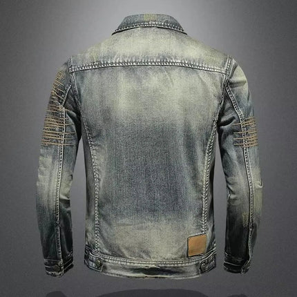 Vintage Denim Jacket With Zip Stand Up Cotton Slim Fit Denim Coat Winter Fashion New Men'S Cotton Jacket Winter Jacket Men