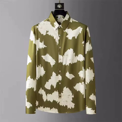 Luxury printed shirt men's long sleeved casual shirt, high-quality, fashionable, trendy, high-end plus size men's clothing XS-6X