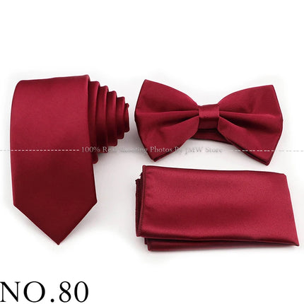 Hot Sale Purple Pink Sage Green Tie Set Polyester Necktie Bowtie Cufflink Brooch For Groom Suit Wedding Cravat Shirt Accessory