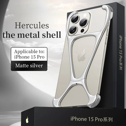 Alloy Bare Metal Feel Phone Case For Iphone 13 14 15 16 Pro Max Metal Frameless Heat Dissipation Phone Cover For IPHON 16 Promax