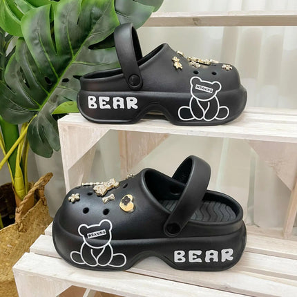 10cm Women's Cave Shoes Thick Bottom High Heels Garden Shoes Summer Anti-slip Cartoon Accessories Sandals Beach Slippers